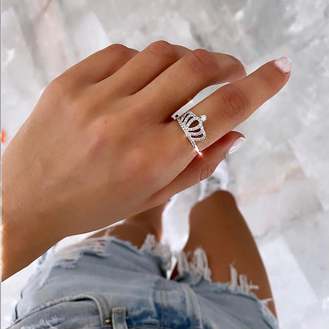 טבעת  קווין כסוף (6073826672806)