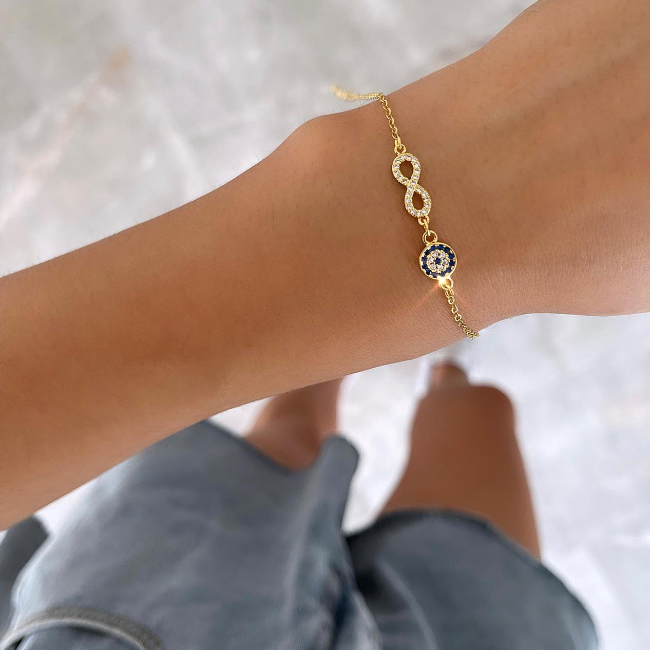 צמיד אינסוף+ עין זהוב (6598398116006)