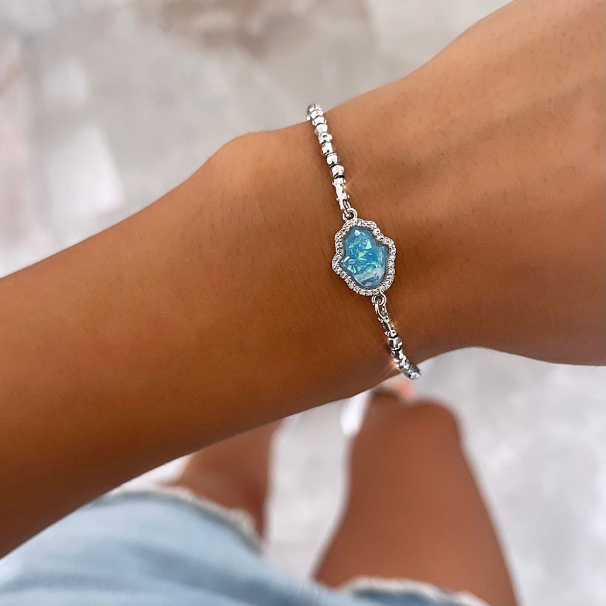 צמיד חמסה טורקיז כסוף (7125007564966)