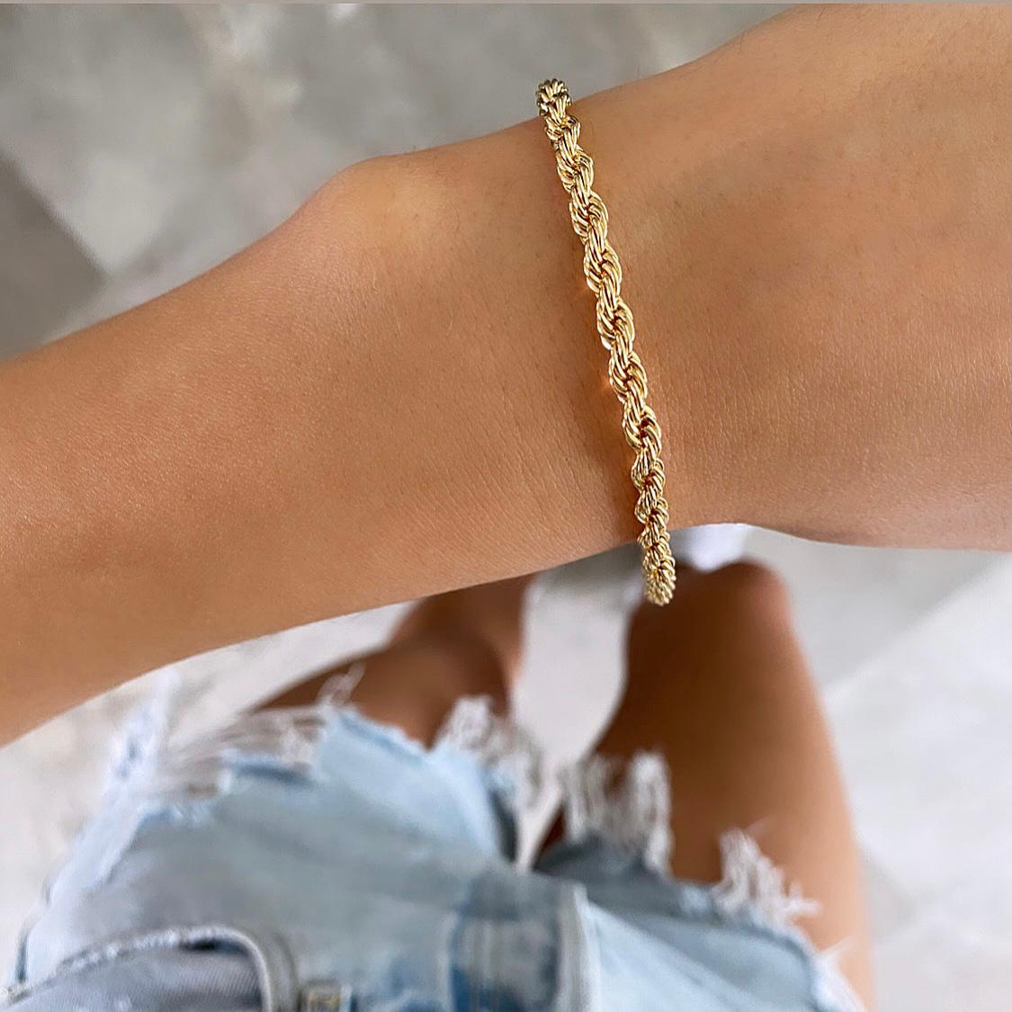 צמיד  חבל עבה זהוב (6073933004966)